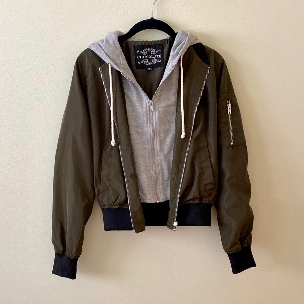 Olive green bomber jacket